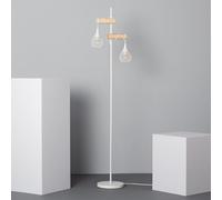LEDKIA Lámpara de Pie Aluminio y Madera Monah Blanco | Soporte E27 para Bombilla LED | Uso Interior IP20 | Madera y Aluminio | Salón y Dormitorio