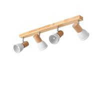 LEDKIA Lámpara de Techo Madera y Metal 4 Focos Tautau Blanco