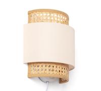 LEDKIA LIGHTING Aplique Pared Ratán y Tela Amaia Blanco Roto E14