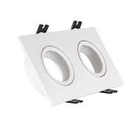 LEDKIA LIGHTING Aro Downlight Cuadrado Basculante para dos Bombillas LED GU10 / GU5.3 Corte 75x150 mm Blanco