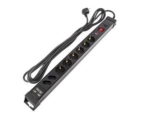 LEDKIA LIGHTING Base Múltiple 6 Enchufes Tipo F Schuko Protector Sobretensiones+2 Enchufes Tipo C+ 2xUSB 5m Negro