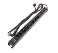LEDKIA LIGHTING - Base Múltiple 8 Enchufes | Protector Sobretensiones | 2 USB Puertos 2100 mA | 5m Cable | Protección Infantil | Interruptor Luz, Negro, Cloruro de Polivinilo
