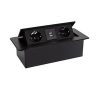 LEDKIA LIGHTING Base Múltiple Empotrable 2 Enchufes Tipo F + 2xUSB Negro