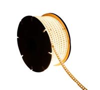 LEDKIA LIGHTING - Bobina de Tira LED Regulable 220V | 120LED/m 750 lm/m | IP65 | Flexible para Interiores y Exteriores | Blanco Cálido 2700K, 50m, Efecto Madera