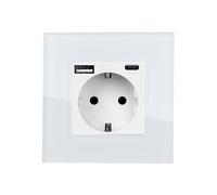 LEDKIA LIGHTING Enchufe con USB Schuko Tipo F con Marco Cristal Modern Blanco