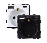 LEDKIA LIGHTING - Enchufe Schuko con 2 Puertos USB | Carga USB-C | Potencia Máxima 3500W | Diseño Moderno y Compacto para Hogar u Oficina, Blanco, 47 mm x 47 mm x 53 mm