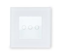 LEDKIA LIGHTING Interruptor Táctil Triple con Marco Cristal Modern Blanco