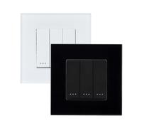 LEDKIA LIGHTING - Interruptor Triple Conmutado | Diseño Moderno | Acabados en Policarbonato Resistente | Control de Luz Doble | Ideal para Hogar | Instalación Estándar, Blanco, Policarbonato