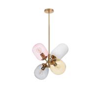 LEDKIA LIGHTING - Lámpara Colgante de Metal y Cristal Papallona | Diseño Elegante | Compatible con Bombillas LED E27 | Uso Interior | Ideal para Salón y Dormitorio, Dorado, Metal
