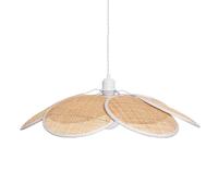 LEDKIA LIGHTING - Lámpara Colgante de Ratán | Diseño Decorativo | Compatible con Bombilla E27 | Uso Interior | Dimensiones: Alto 1500 mm, Diámetro 600 mm, Trenzado Blanco