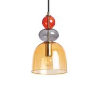 LEDKIA LIGHTING - Lámpara Colgante Metal y Cristal Baudelaire | Diseño Vintage Elegante | Ajustable, Uso Interior | Soporte E14 | IP20, Ámbar, Vidrio Metal