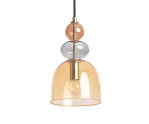 LEDKIA LIGHTING - Lámpara Colgante Metal y Cristal Baudelaire | Diseño Vintage Elegante | Ajustable, Uso Interior | Soporte E14 | IP20, Ámbar, Vidrio Metal