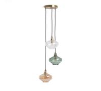 LEDKIA LIGHTING Lámpara Colgante Metal y Cristal Blas 3 Focos Multicolor E27