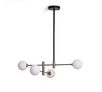 LEDKIA LIGHTING Lámpara Colgante Metal y Cristal Bull 4 Negro Mate G9