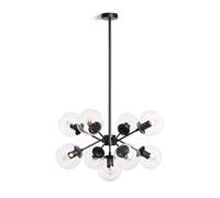 LEDKIA LIGHTING Lámpara Colgante Metal y Cristal Wassily 9 Focos Negro E27