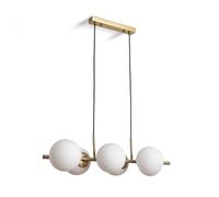 LEDKIA LIGHTING - Lámpara Colgante Moonlight Brass | 6 Focos E27 | Diseño Elegante | Uso Interior IP20 | Metal y Cristal | Para Salón y Dormitorio, Dorado, Cristal
