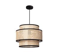 LEDKIA LIGHTING Lámpara Colgante Ratán Huela Triplo 1830xØ400 mm Natural E27 Casquillo Gordo Ratán Decoración Salón, Habitación, Dormitorio
