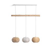 LEDKIA LIGHTING - Lámpara Colgante Ratán y Madera Linfen | Diseño Boho-Chic | Compatible con Bombillas E27 | Cable y Altura Ajustables | IP20 Interior, Color Natural