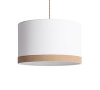 LEDKIA LIGHTING - Lámpara Colgante Tela Leya Natural | Diseño Elegante y Duradero | Compatible con Bombilla E27 | Ideal para Salón y Dormitorio | IP20, Blanco, Cuerda, Textil, Metal