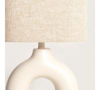 LEDKIA Lámpara de Mesa Cerámica y Tela Memphis Beige