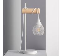 LEDKIA LIGHTING - Lámpara de Mesa Monah | Diseño Moderno y Elegante | Metal y Madera | Para Salón, Dormitorio, Restaurante | Soporte E27 hasta 40W, Blanco
