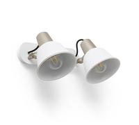 LEDKIA LIGHTING Lámpara de Pared Baño Metal 2 Focos Birzay Blanco E27