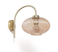 LEDKIA LIGHTING - Lámpara de Pared Basile | Diseño Clásico y Elegante | Soporte para Bombilla E27 | Uso Interior IP20 | Dimensiones Compactas 29x36x24cm, Ámbar, Cristal