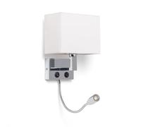 LEDKIA LIGHTING Lámpara de Pared de Metal con Flexo LED de Lectura Waldorf Plateado E14