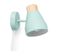 LEDKIA LIGHTING - Lámpara de Pared Lypo | Diseño Moderno y Retro | Compatible con Bombillas E27 | Madera y Metal Resistente | Uso en Hogar y Locales, Verde Celadón, Madera