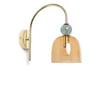 LEDKIA LIGHTING - Lámpara de Pared Metal y Cristal Baudelaire | Diseño Elegante Vintage | Apta para E14, IP20 | Uso Interior en Salones o Dormitorios, Ámbar/Verde, Cristal