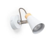 LEDKIA LIGHTING Lámpara de Pared Orientable Metal y Madera 1 Foco Mara Blanco GU10