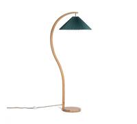 LEDKIA LIGHTING - Lámpara de Pie Madera Luanda | Estilo Natural | Cuerpo de Madera | Pantalla de Tela Reforzada | Bombilla E27 No Incluida, Verde, PC, Madera, Tela