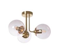 LEDKIA LIGHTING - Lámpara de Techo Moonlight Brass | 3 Focos E27 | Metal y Cristal | Diseño Decorativo para Salón y Dormitorio | IP20 | Apta para Bombillas CCT y RGB, Rosa, Vidrio Metal