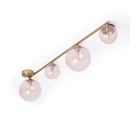 LEDKIA LIGHTING - Lámpara de Techo Moonlight Brass | Metal y Cristal | 4 Focos Ajustables | Compatible con Bombillas G9 | Adecuada para Salón y Dormitorio, Rosa, Cristal