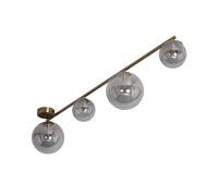 LEDKIA LIGHTING - Lámpara de Techo Moonlight Brass | Metal y Cristal | 4 Focos G9 NO INCLUIDOS | Diseño Versátil para Salón, Dormitorio | Acabado Dorado | Gris Humo, Cristal