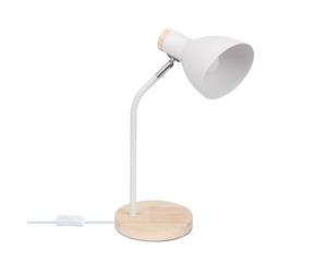 LEDKIA LIGHTING Lámpara Flexo Escritorio Aluminio y Madera Luxo Blanco E14