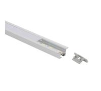 LEDKIA LIGHTING Perfil Aluminio Empotrable para Techo con Clips para Tiras LED hasta 12 mm Tapa Traslúcida 2 m