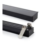 LEDKIA LIGHTING Perfil Aluminio Empotrable XL para Tiras LED hasta 40mm Negro 2 m Negro traslúcido