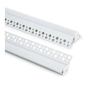 LEDKIA LIGHTING Perfil Aluminio Integrado en Escayola/Pladur Esquina Arista para Tira LED hasta 15 mm Blanco 2 m Blanco traslúcido