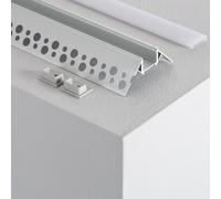 LEDKIA LIGHTING Perfil Aluminio Integrado en Escayola/Pladur Esquina Exterior Tira LED hasta 8 mm con Tapa Continua 1 m
