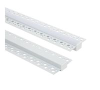 LEDKIA LIGHTING Perfil Aluminio Integrado en Escayola/Pladur para Tira LED hasta 15 mm Blanco 2 m Blanco traslúcido