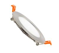 LEDKIA LIGHTING Placa LED 6W Circular Foco Downlight Empotrable Plano Corte Ø 110 mm Silver 3000K Blanco Cálido