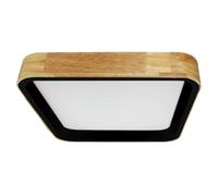 LEDKIA LIGHTING Plafón LED 15W Cuadrado Madera 370x370 mm CCT Seleccionable Dari para Cocina, Comedor, Habitación Negro