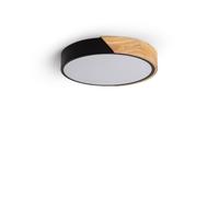 LEDKIA LIGHTING Plafón LED 18W Circular Madera y Aluminio Ø320 mm CCT Seleccionable Semi-Dari para Cocina, Comedor, Habitación Negro