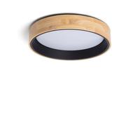 LEDKIA LIGHTING - Plafón LED 20W Circular Ø470 mm | Temperatura de Color Seleccionable | 1800 lm |Instalación Sencilla | Madera y Acero, Blanco Frío, Neutro, Cálido, Negro, Madera