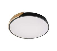 LEDKIA LIGHTING - Plafón LED 24W Circular Madera | CCT Seleccionable 2700K-6500K | Ø418 mm | Iluminación Constante 1800 lm | Instalación Sencilla, Negro, Metal