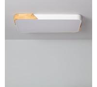 LEDKIA LIGHTING - Plafón LED 30W Rectangular | CCT Seleccionable (Blanco Cálido, Neutro, Frío) | Madera y Metal | Ideal para Cocina, Comedor, Habitación, Blanco