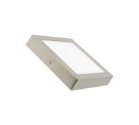 LEDKIA LIGHTING Plafón LED para Cocina, Comedor, Habitación, Baño 18W Cuadrado Metal 225x225 mm Silver 3000K Blanco Cálido