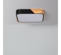 LEDKIA LIGHTING - Plafón LED para Cocina, Comedor, Habitación, Baño 18W Cuadrado | Temperatura de Color Seleccionable CCT | Luz Regulable de 2700K a 6500K | Diseño en Metal y Madera, Negro
