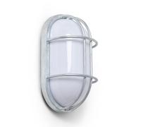 LEDKIA LIGHTING Plafón Oval para Exterior 260x146 mm Fjord Acero Galvanizado Plateado E27